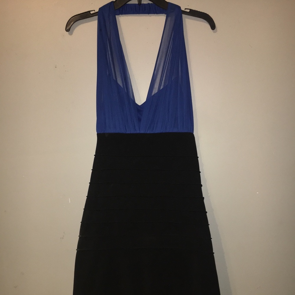 Black and Blue Halter Top Dress